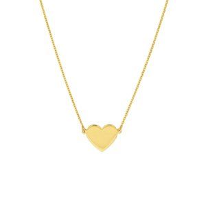 14K Solid Yellow Gold Mini Small Heart Dainty Necklace